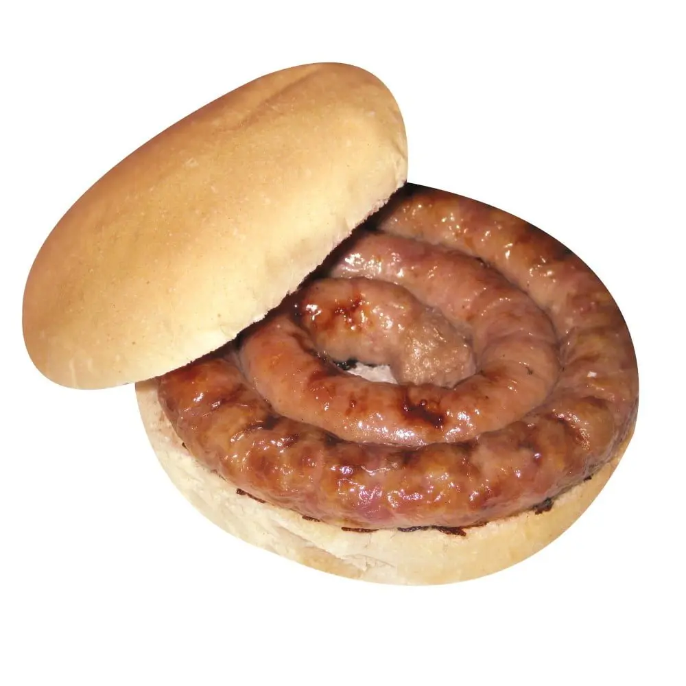 Greenhalgh's Craft Bakery sausage sandwich with a large cumberland sausage