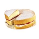 jam and cream victoria sponge cake sliced