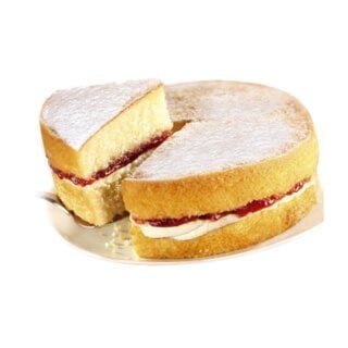 jam and cream victoria sponge cake sliced