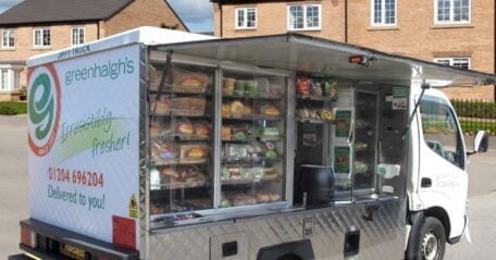 Greenhalgh's sandwich vans with freshly made pies and sandwiches