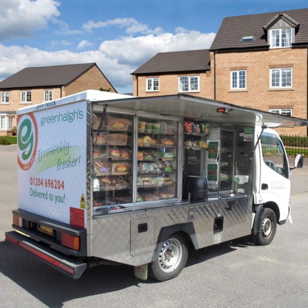 Greenhalgh's sandwich vans with freshly made pies and sandwiches