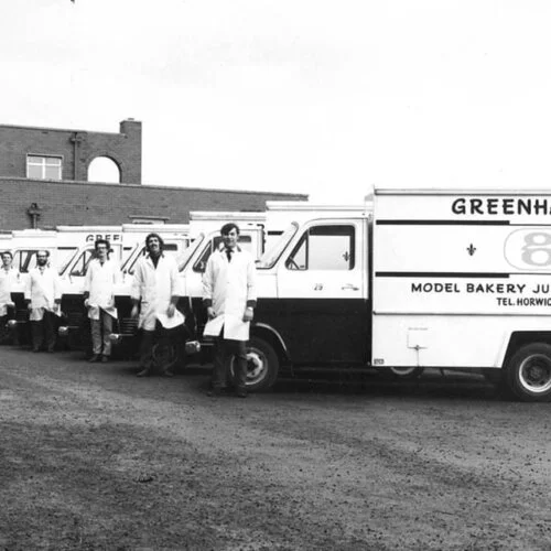 old greenhalghs vans in front of the old bakery