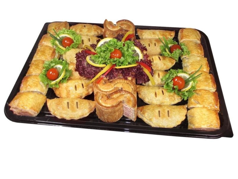 pork pies, cocktail pasties and sausage roll platter