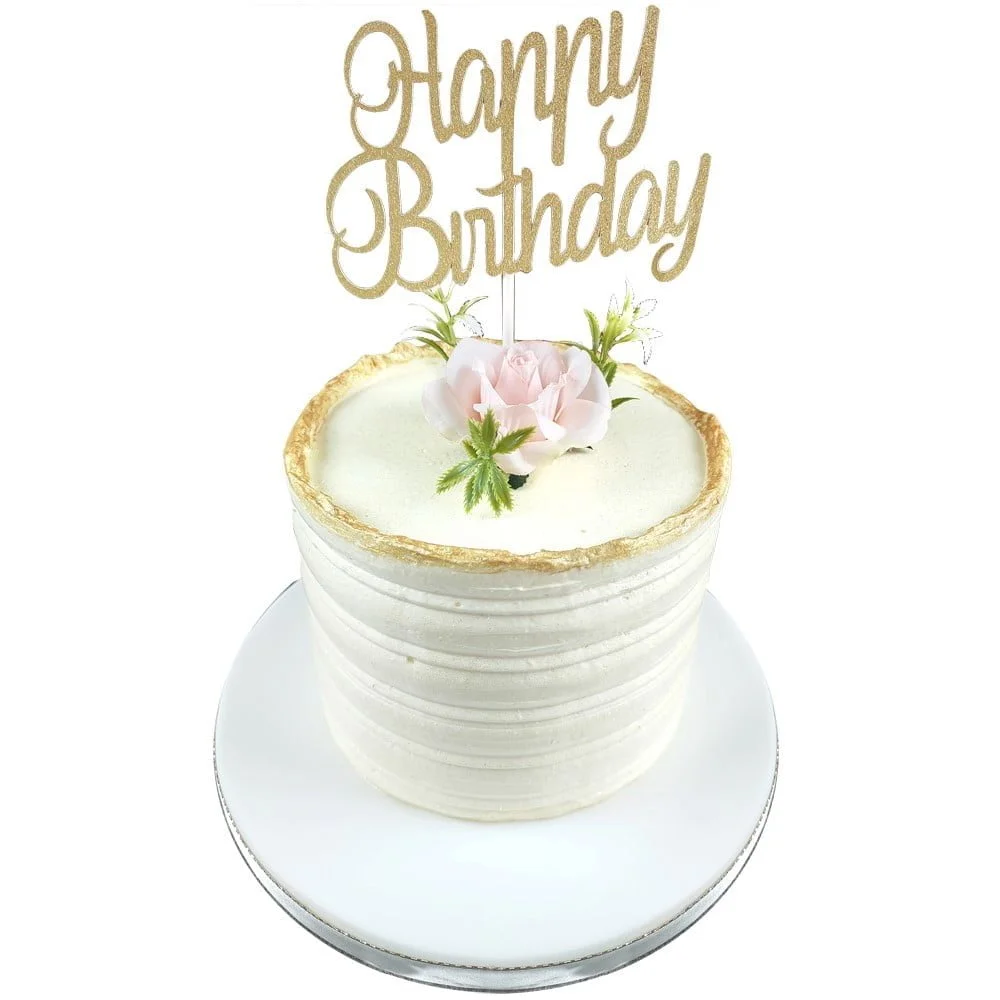 custom white rose elegance cut out birthday cake topped with a pink rose