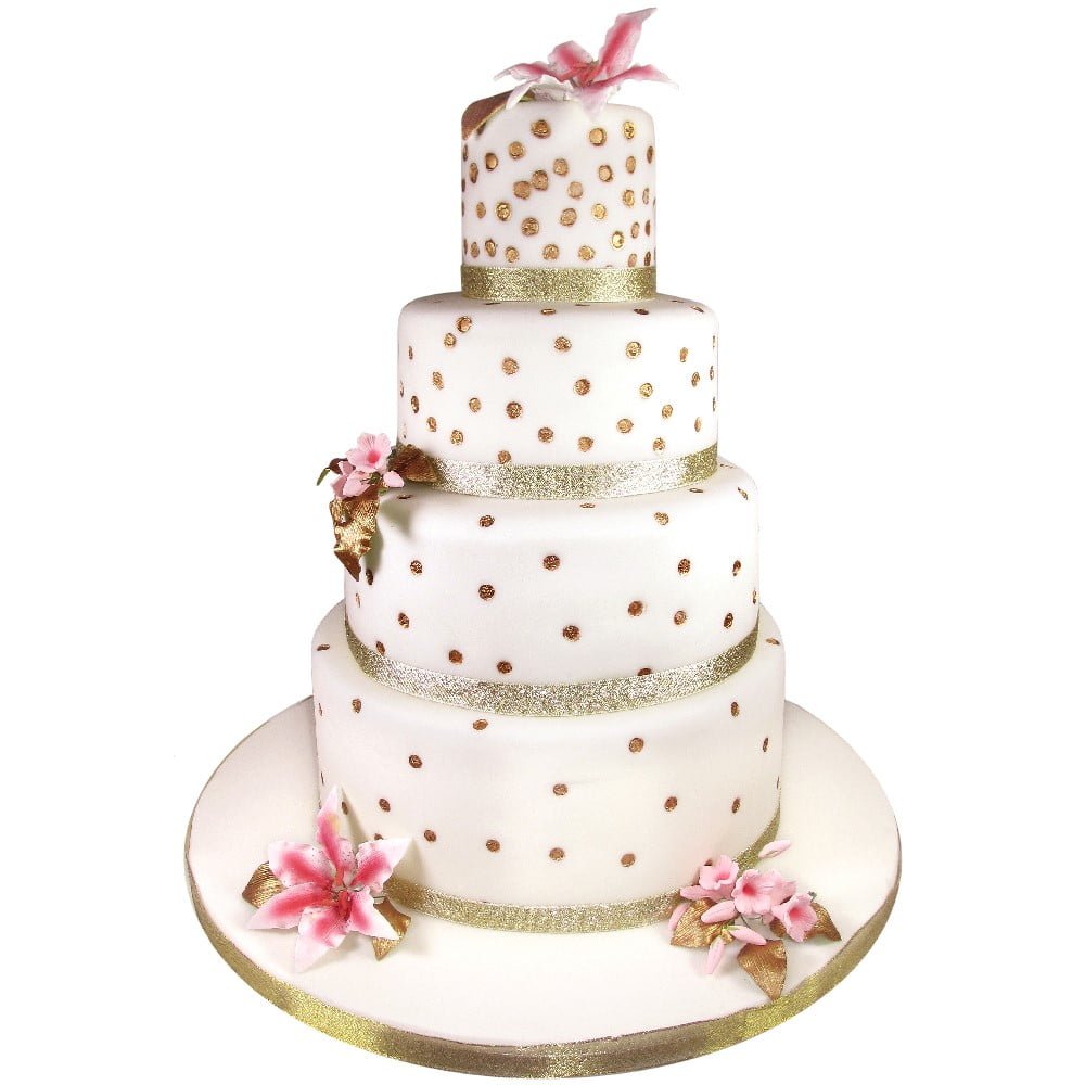 Gold Dot Wedding Cake 4-Tier