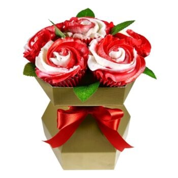 Cupcake redand white blossom celebration cake