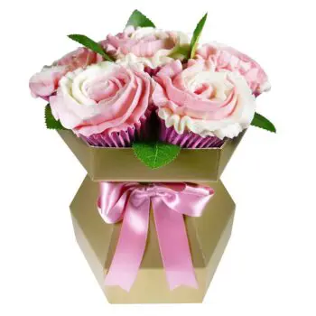 Cupcake pink and white blossom celebration cake