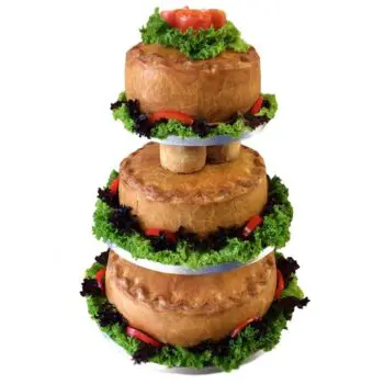 luxury 3 tier pork pie wedding cake