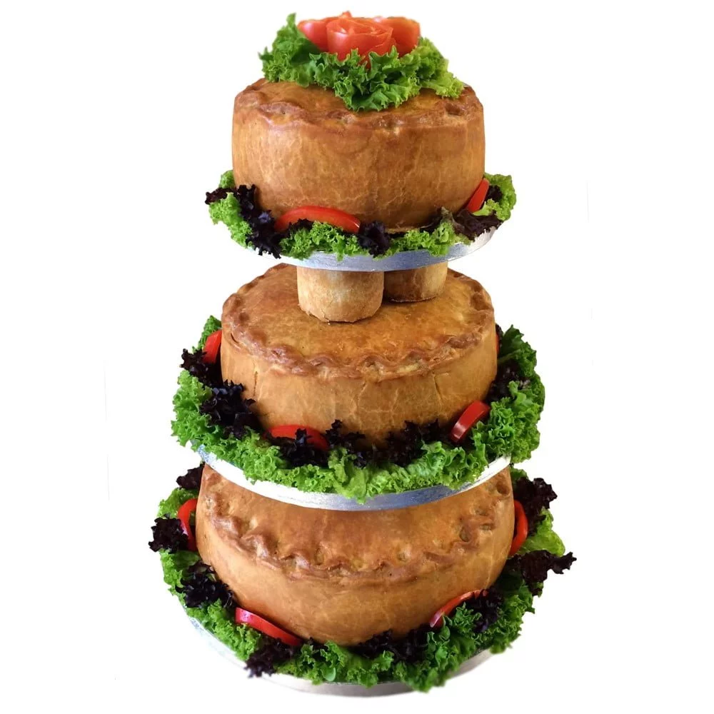 luxury 3 tier pork pie wedding cake