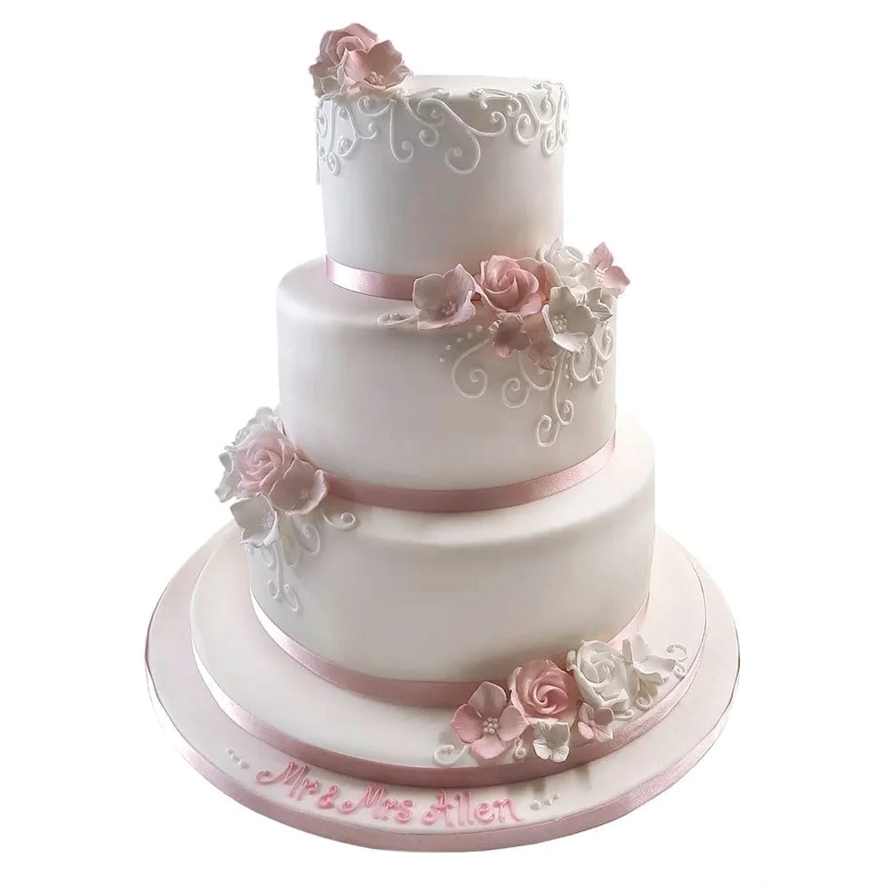 three tier spring blossom wedding cake