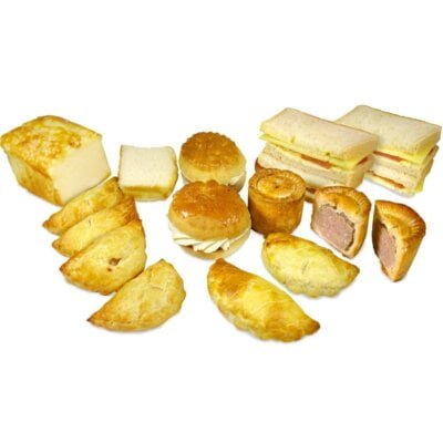 greenhalghs sandwich vans, cocktail pasties, pork pies and lemon loaf cake