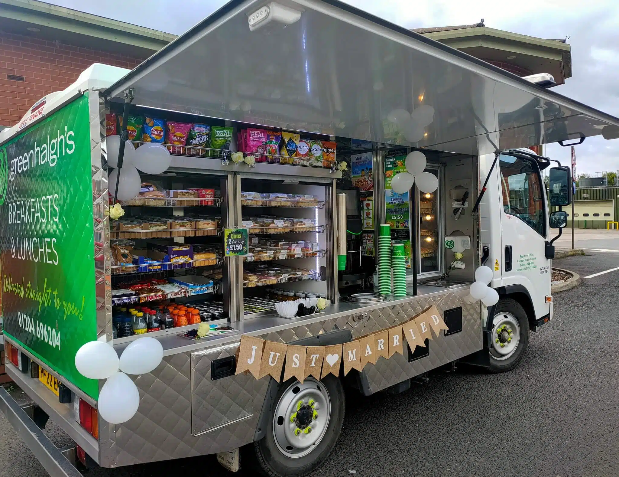 greenhalghs sandwich van fully stocked at a wedding event