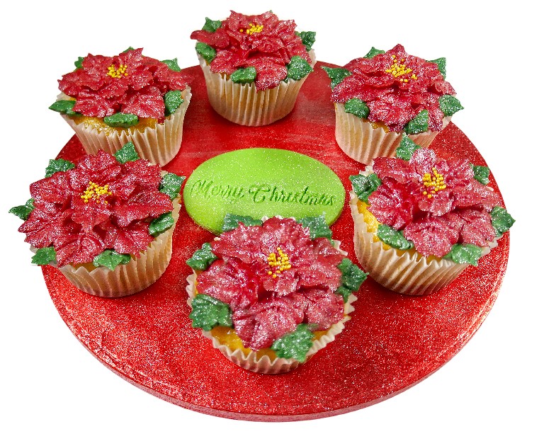 Christmas Poinsettia cupcakes