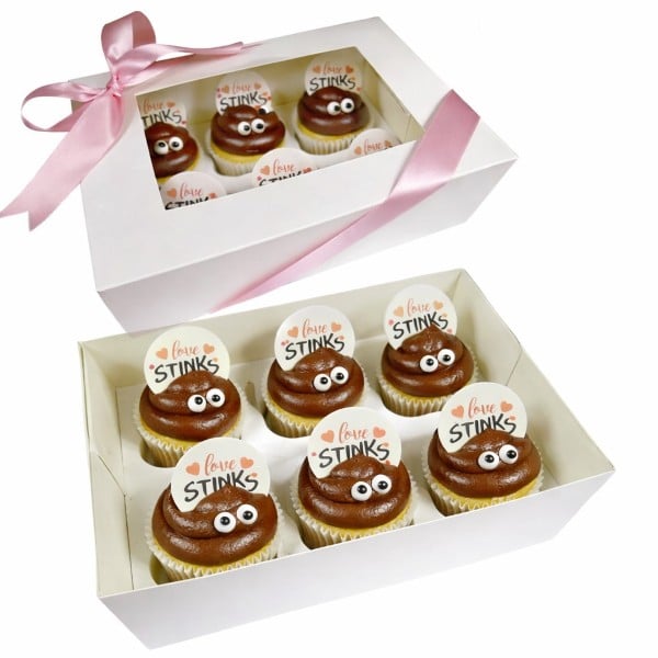 Greenhalgh's Craft Bakery Box of 6 novelty valentine cupcakes, anti-valentine gift