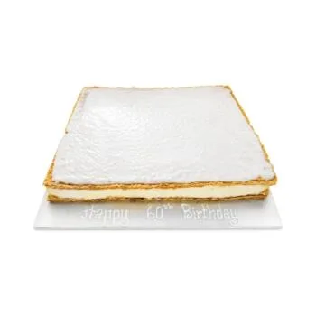 Freshly handmade XL Bavarian Cream Slice Cake serving up to 20 guests. Personalised with your own message and made fresh to order – perfect for birthdays, retirements and special celebrations.